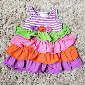 Bonnie Baby Stripe and Rainbow Ruffle Dress